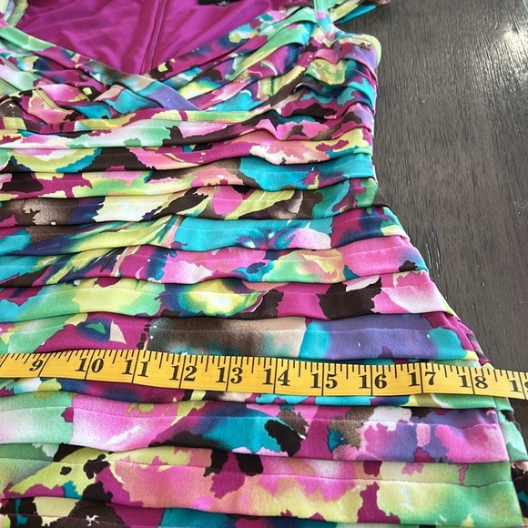 Adrianna Papell Floral Pleated Cocktail Dress Size 12 - Picture 9 of 10